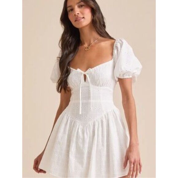 Altar'd State Dresses & Skirts - Altar'd State White Drop Waist Sweetheart Mini Dress 100% Cotton NWOT Size XL